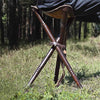 Portable Natural Wood Tripod Camping Stool with Leather Seat