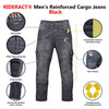 RIDERACT® Mens Motorcycle Cargo Jeans | Black Motorbike Cargo Pants