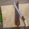 Handmade Damascus Fillet Knife with Bone & Rosewood Handle AMK024