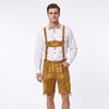 Classic Men's Bavarian Shirt White Buttoned Collar Oktoberfest Shirt with Embroidery