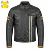 RIDERACT® Mens Leather Motorcycle Jacket | Striper Biker Jacket