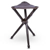 Portable Natural Wood Tripod Camping Stool with Leather Seat