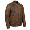 RIDERACT® Mens Leather Motorcycle Jacket | Cafe Racer Biker Jacket