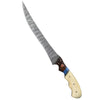 Handmade Damascus Fillet Knife with Bone & Rosewood Handle AMK024