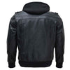 RIDERACT® Men's Leather Motorcycle Jacket Black with Hood Stinger