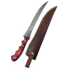 Handmade Damascus Fillet Knife with Red Pakka Wood Handle AMK025RED