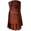 Customized Utility Leather Kilt Brown with Sporran
