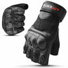 RIDERACT® Leather Motorcycle Gloves | Vulcan Half Finger Biker Gloves