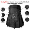 Customized Utility Leather Kilt Black with Sporran