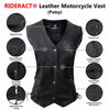 RIDERACT® Womens Leather Vest Motorcycle | Adjustable Patsy Biker Vest