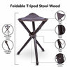 Portable Natural Wood Tripod Camping Stool with Leather Seat