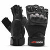 RIDERACT® Leather Motorcycle Gloves | Vulcan Half Finger Biker Gloves