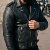 RIDERACT® Mens Leather Biker Jacket Brando Style Native Motorcycle Jacket