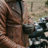 RIDERACT® Mens Leather Motorcycle Jacket | Brando Style Biker Jacket