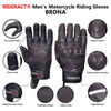 RIDERACT® Mens Leather Motorcycle Gloves | BRONA Riding Gloves