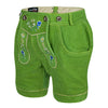 Women’s Oktoberfest Costume – Green Suede Leather Lederhosen Shorts