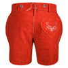 Women’s Oktoberfest Outfit – Red Suede Leather Lederhosen Shorts