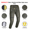 RIDERACT® Mens Motorcycle Jeans – Grey Reinforced Aramid Riding Jeans