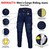 RIDERACT® Mens Motorcycle Cargo Jeans | Dark Blue Reinforced Aramid Riding Jeans
