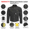 RIDERACT® Men's Denim Motorcycle Jacket Black | Reinforced Riding Jacket Road Rush