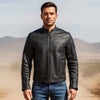RIDERACT® Mens Leather Motorcycle Jacket | Black Moto Jacket