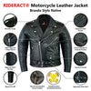 RIDERACT® Mens Leather Biker Jacket Brando Style Native Motorcycle Jacket