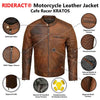 RIDERACT® Mens Leather Motorcycle Jacket | Cafe Racer Biker Jacket