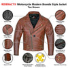 RIDERACT® Mens Leather Motorcycle Jacket | Brando Style Biker Jacket