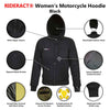 RIDERACT® Womens Motorcycle Hoodie Black Reinforced Motorbike Hoodie