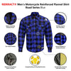 RIDERACT® Men's Flannel Motorcycle Shirt | Reinforced Checked Road Series Blue