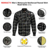 RIDERACT® Men’s Flannel Motorcycle Shirt | Reinforced Checked Road Series Grey