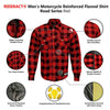 RIDERACT® Men's Flannel Motorcycle Shirt | Reinforced Checked Motorbike Shirt Road Series Red