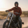 RIDERACT® Men's Flannel Motorcycle Shirt | Reinforced Checked Motorbike Shirt Road Series Red