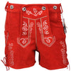 Women's Oktoberfest Costumes Suede Leather Lederhosen Short Red