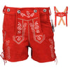 Women's Oktoberfest Costumes Suede Leather Lederhosen Short Red