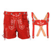 Women's Oktoberfest Costumes Suede Leather Lederhosen Short Red