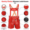 Women's Oktoberfest Costumes Suede Leather Lederhosen Short Red