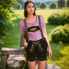 Women's Oktoberfest Costumes | Suede Leather Lederhosen Short Black