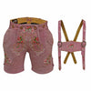 Womens Lederhosen Suede Leather Short Rose Pink Oktoberfest Costume