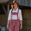 Womens Lederhosen Suede Leather Short Rose Pink Oktoberfest Costume