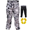 RIDERACT® Mens Cordura Waterproof Motorcycle Pant | Camouflage Grey Riding Pants