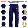 RIDERACT® Mens Cotton Motorcycle Cargo Pant Blue Reinforced with Aramid Fiber