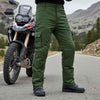 RIDERACT® Mens Cotton Motorcycle Cargo Pant | Green Reinforced Riding Trousers