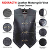 RIDERACT® Men’s Leather Motorbike Vest with Antique Clasps