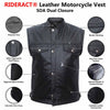 RIDERACT® Mens Leather Motorcycle Vest | SOA Leather Vest with Dual Closure