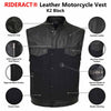 RIDERACT® Men's Motorcycle Vest | Denim Biker Vest K2 Black