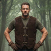 RIDERACT® Men’s Suede Leather Vest – Brown Triple Clasp