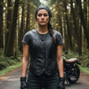RIDERACT® Womens Leather Vest Motorcycle | Adjustable Patsy Biker Vest