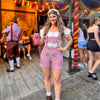 Women’s Lederhosen – Rose Pink Suede Leather Shorts