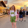 Women’s Oktoberfest Costume – Green Suede Leather Lederhosen Shorts